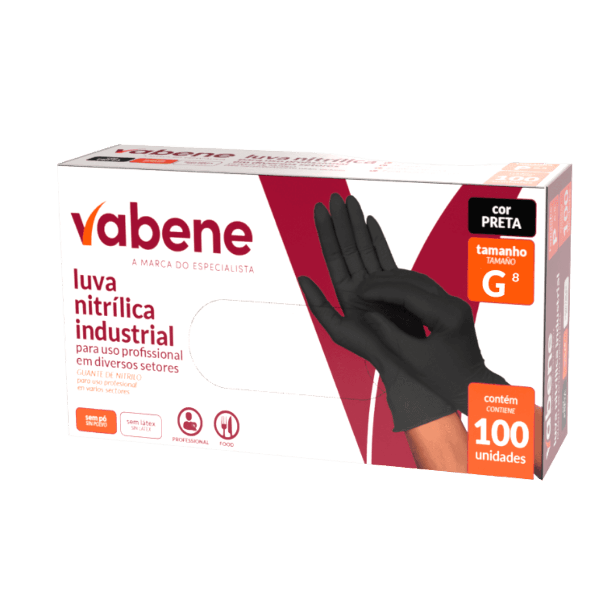 LUVAS NITRÍLICA SEM PÓ BLACK TAMANHO G